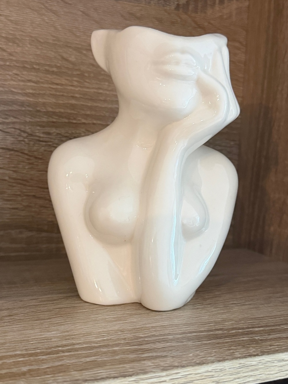 White Ceramic Abstract Female Bust Sculpture - Decorative Home Art